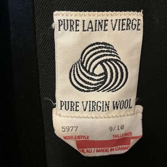 Vintage EATON RONTEX Womens 10 - 12 Black Pure Virgin Wool Midi DRESS COAT - Picture 3 of 14